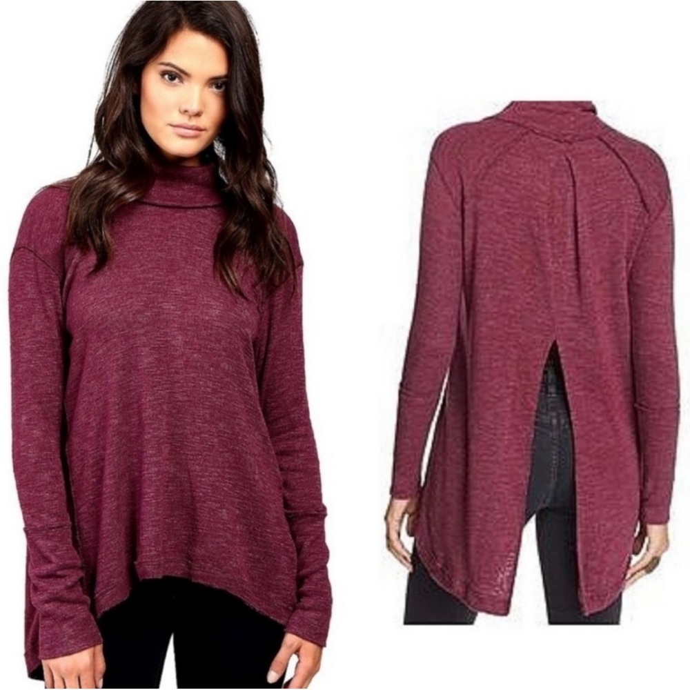 Free People Purple Free Split-Back Turtleneck Size XS